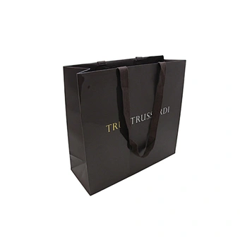 Custom Logo printing paper bag Luxury Black Bag UV Paper Bag with rope handle