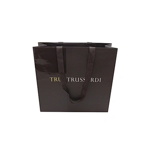Custom Logo printing paper bag Luxury Black Bag UV Paper Bag with rope handle