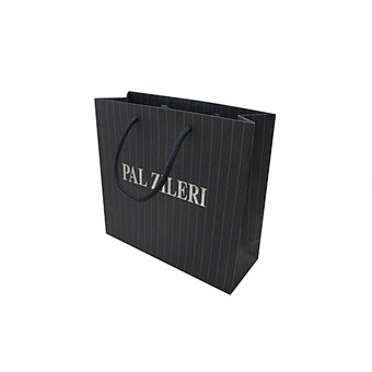 Custom Logo printing paper bag Luxury Black Bag UV Paper Bag with rope handle